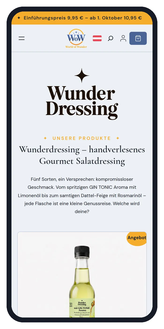 Die Sortimentsseite von world-of-wunder.de auf einem Smartphone